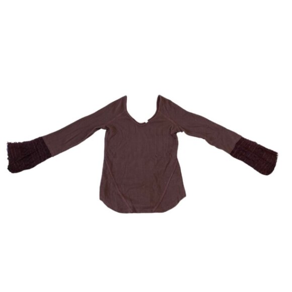 Free People Women's Juliet Bell Sleeve V-Neck Long-Sleeve Auburn Thermal Size M - Picture 7 of 9